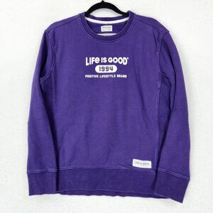 Life Is Good Sweater Womens Medium Purple Heavyweight Crewneck 1994 Sweatshirt